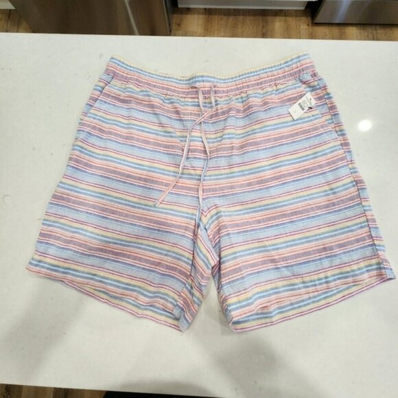 Talbots Shorts Womens Size Large Linen Blend Beach Striped Casual Drawstring NWT - Picture 1 of 11